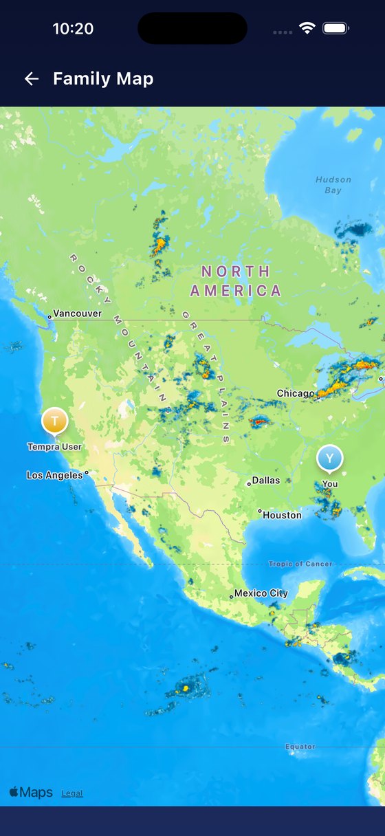 Tempra family map with radar